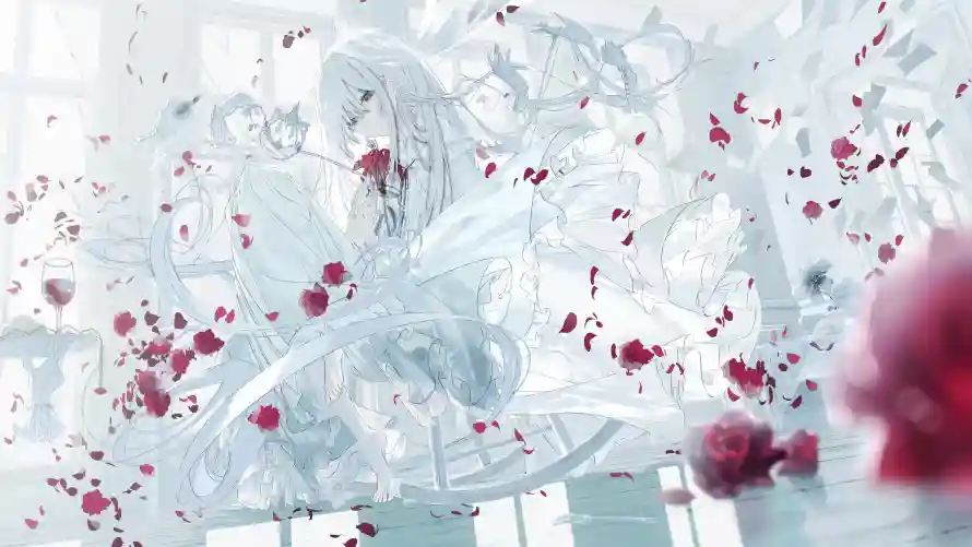 4k梦幻壁纸-白发 - 空灵-美女「哲风壁纸」