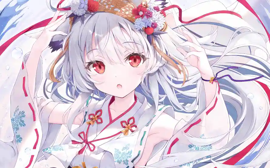 3k发饰壁纸-和服 - 少女-插画「哲风壁纸」