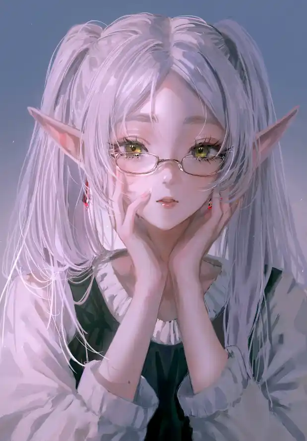 4k少女壁纸 - 白发 - 白色 - 眼镜「哲风壁纸」