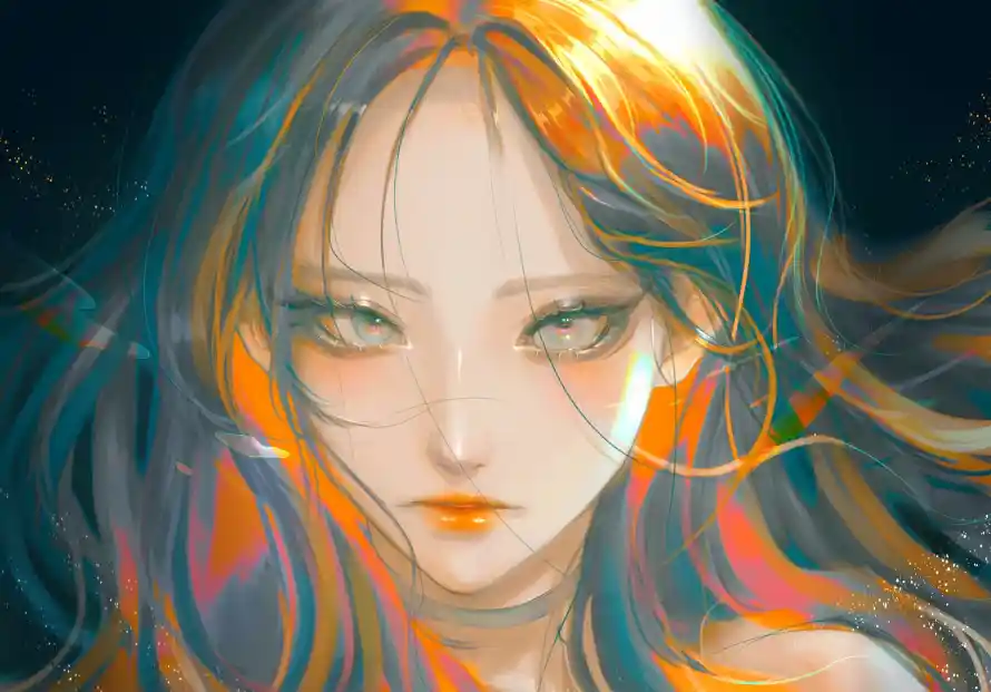 2k女孩壁纸-少女 - 插画-橙发「哲风壁纸」