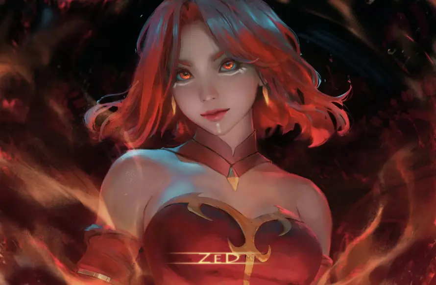 2k少女壁纸-插画 - 暖色-火焰「哲风壁纸」