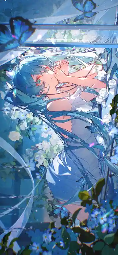4k光影壁纸 - 插画 - 玻璃 - 白花「哲风壁纸」