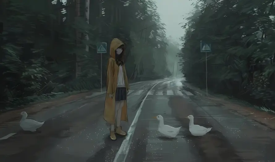 2k少女壁纸-鹅 - 插画-林间「哲风壁纸」
