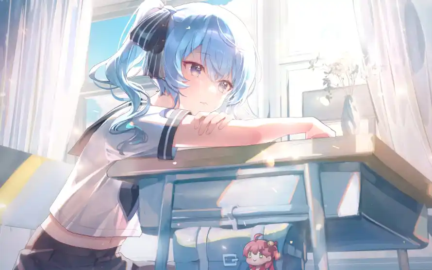4k制服壁纸-室内 - 少女-教室「哲风壁纸」