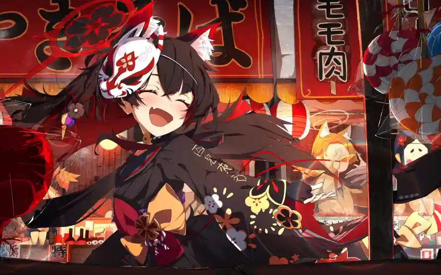 4k和风壁纸-少女 - 狐耳-笑颜「哲风壁纸」