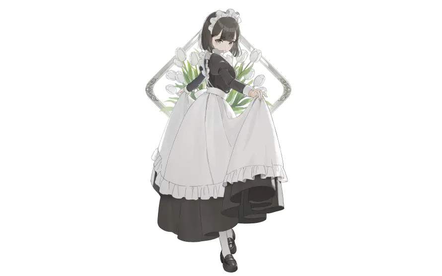 4k女仆壁纸-少女 - 手绘-白花「哲风壁纸」