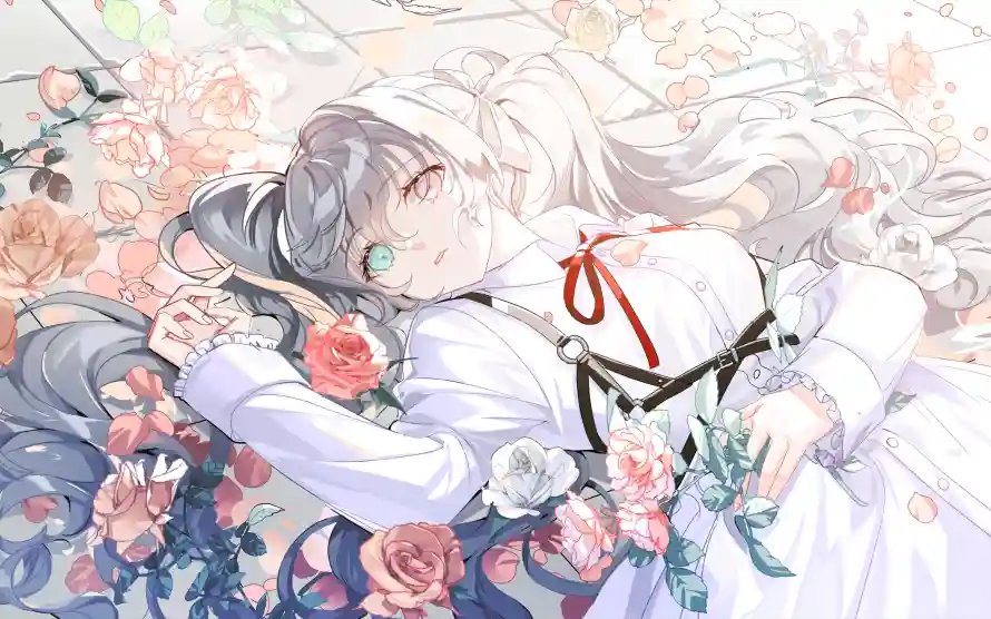 4k初音壁纸-少女 - 异瞳-玫瑰「哲风壁纸」