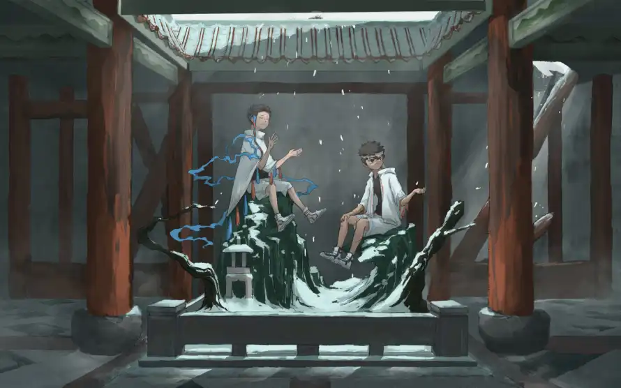 4k古风壁纸-少年 - 庭院-意境「哲风壁纸」