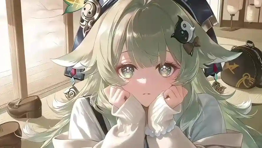 4k发饰壁纸-室内 - 少女-浅色「哲风壁纸」