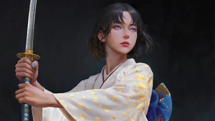 4k和服壁纸-和风 - 少女-短发「哲风壁纸」