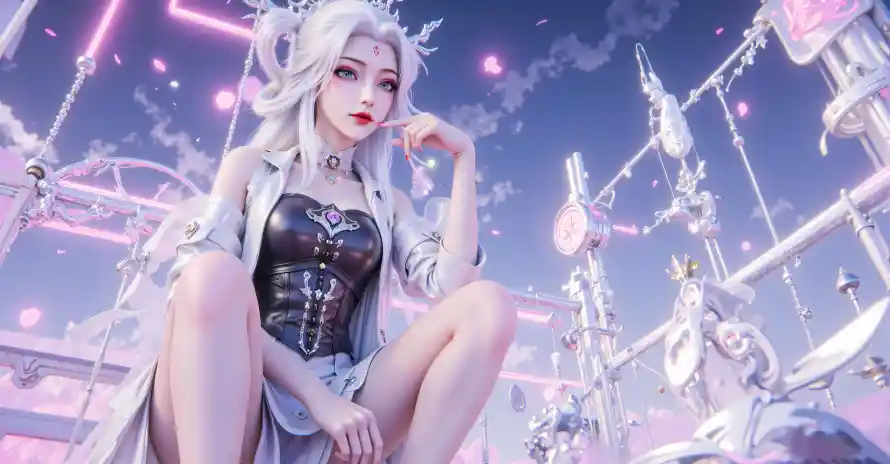 6k小白壁纸-狐女 - 玄幻-白发「哲风壁纸」