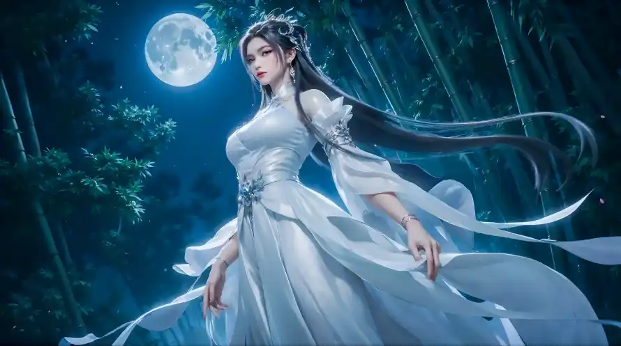 7k古装壁纸-国风 - 圆月-夜景「哲风壁纸」