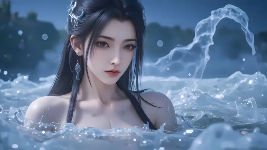 4k仙侠壁纸-国风 - 水中-水花「哲风壁纸」