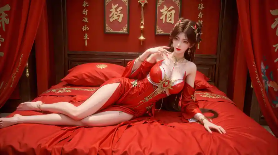 4k古风壁纸-国风 - 白丝-红衣「哲风壁纸」