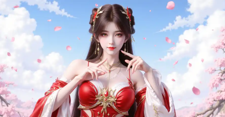 3k国漫壁纸-桃花 - 红衣-花瓣「哲风壁纸」