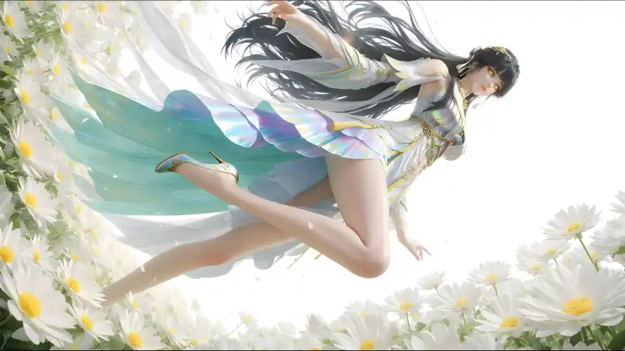 4k古风壁纸-国风 - 少女-花海「哲风壁纸」