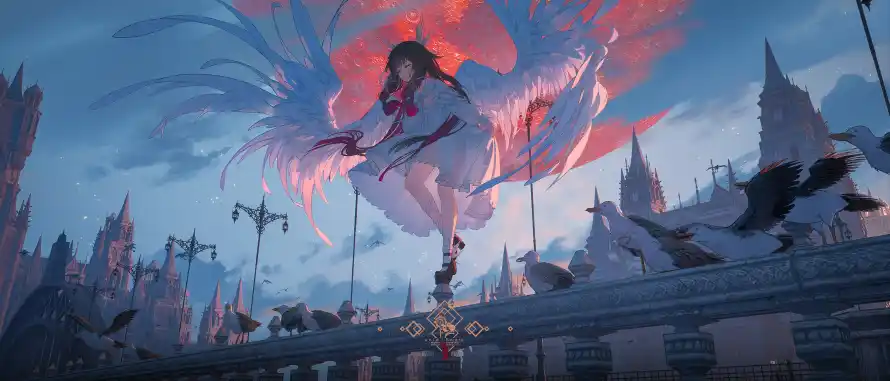 3k城市壁纸-天空 - 少女-建筑「哲风壁纸」