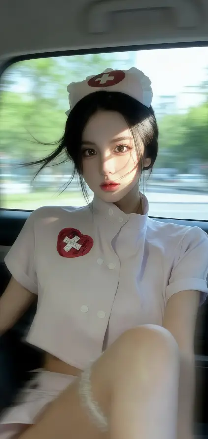 4k户外壁纸 - 红唇 - 绿树 - 美女「哲风壁纸」