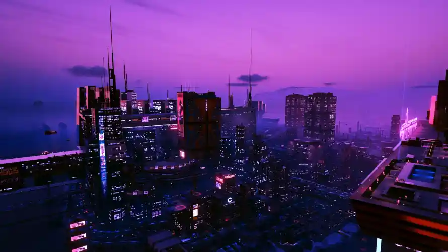 2k城市壁纸-夜景 - 晚霞-楼宇「哲风壁纸」