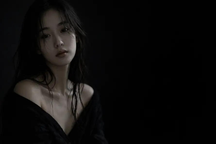 2k人像壁纸-少女 - 暗调-湿发「哲风壁纸」