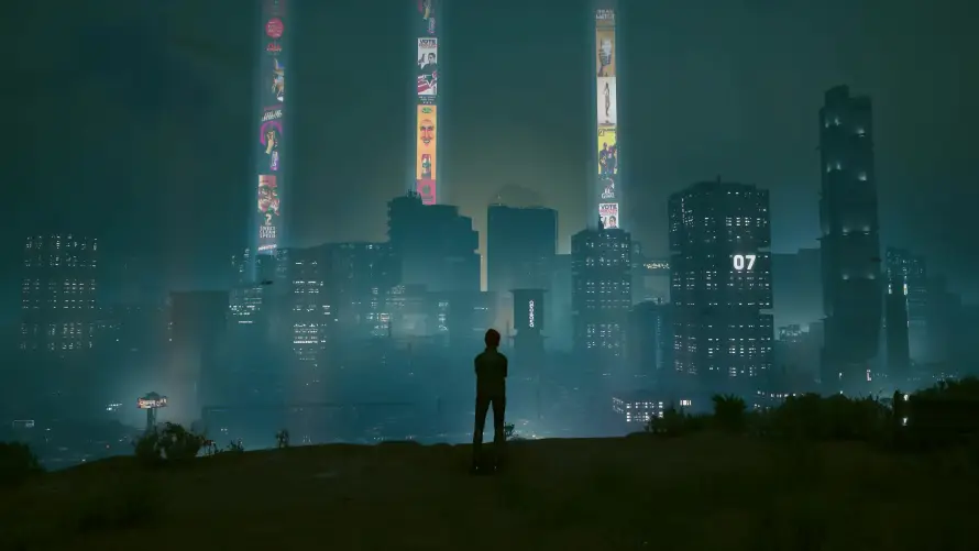 4k科幻壁纸-远景 - 迷雾-夜之城「哲风壁纸」