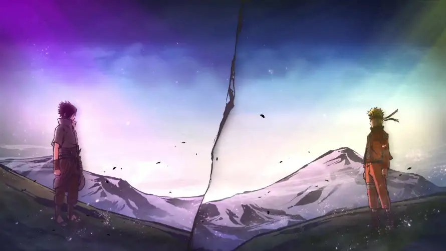 4k分屏壁纸 - 剪影 - 雪山 - 日本动漫「哲风壁纸」
