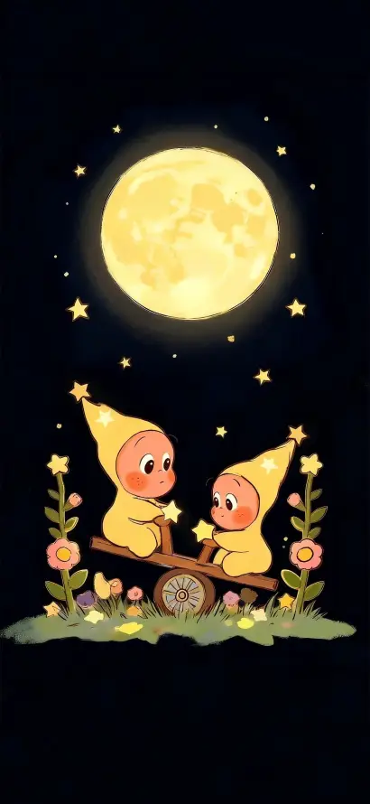 4k夜晚壁纸 - 小花 - 插画 - 星星「哲风壁纸」