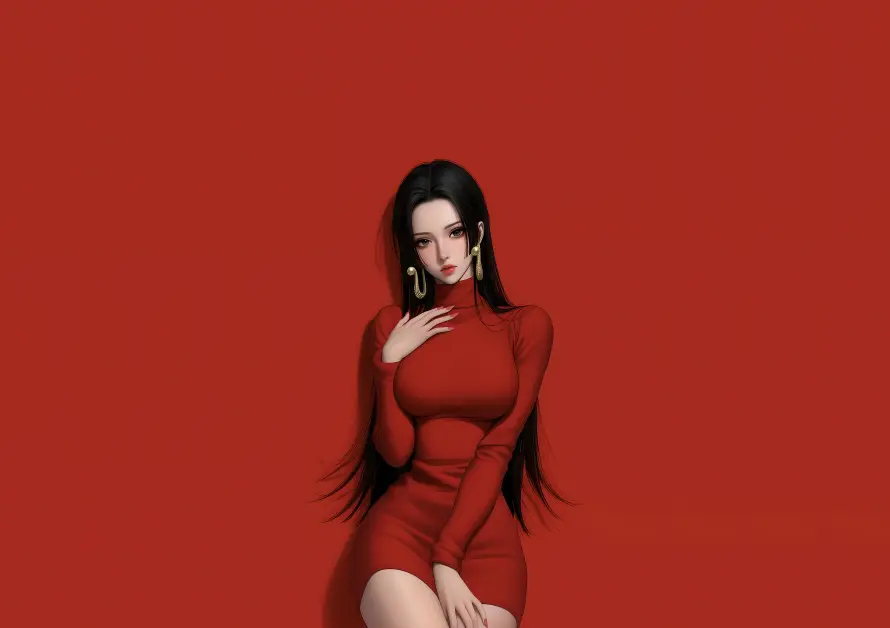 5k女帝壁纸-性感 - 插画-红衣「哲风壁纸」