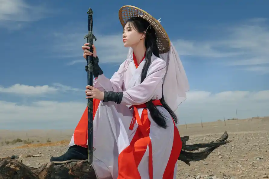 6k侠女壁纸-古代 - 古风-斗笠「哲风壁纸」