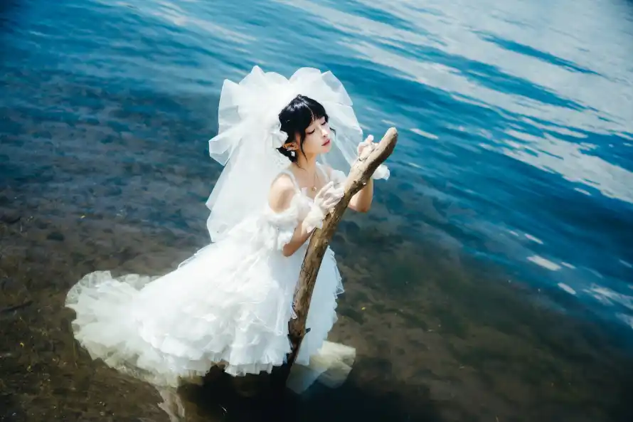 6k人像壁纸-头纱 - 婚纱-少女「哲风壁纸」