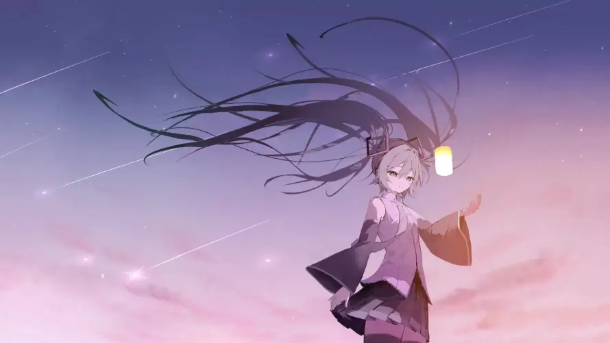 4k厚黑壁纸-星空 - 长发-黄昏「哲风壁纸」