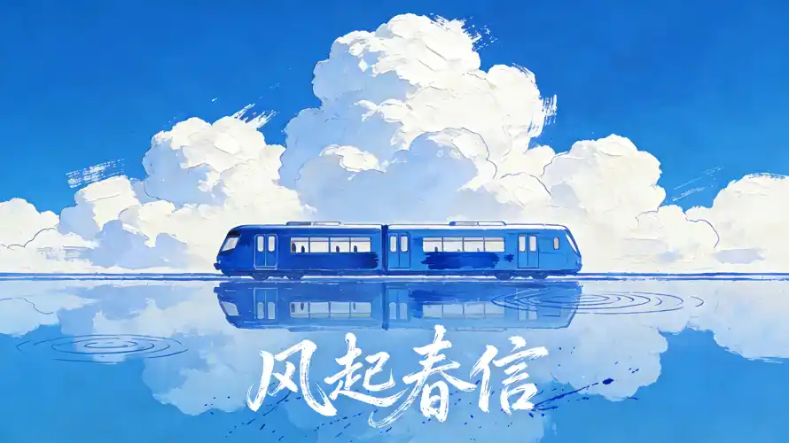 3k云朵壁纸-倒影 - 列车-文艺「哲风壁纸」