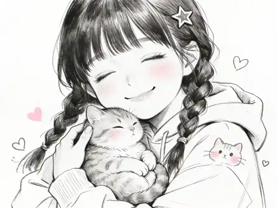 2k手绘壁纸-猫 - 治愈-温馨「哲风壁纸」