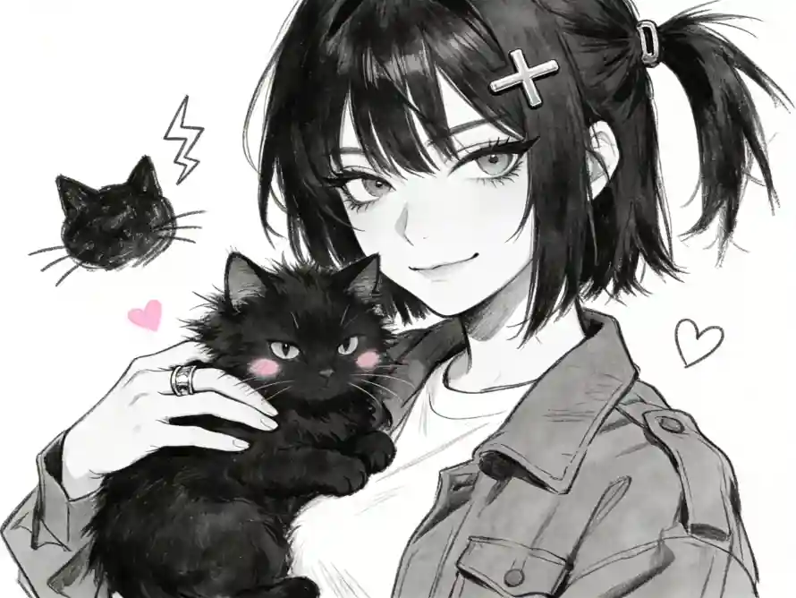 2k戒指壁纸-手绘 - 爱心-猫猫「哲风壁纸」