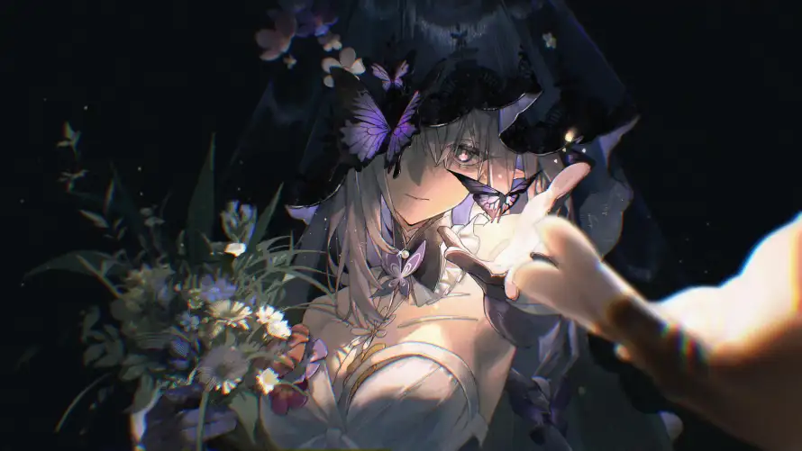 4k插画壁纸-暗调 - 灰发-美女「哲风壁纸」