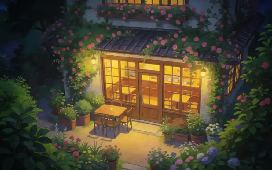 4k夜晚壁纸-庭院 - 插画-暖光「哲风壁纸」 4k夜晚壁纸-庭院 - 插画-暖光「哲风壁纸」