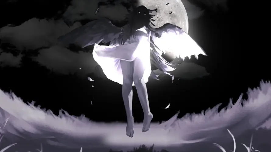 4k女性壁纸-暗夜 - 满月-白翼「哲风壁纸」