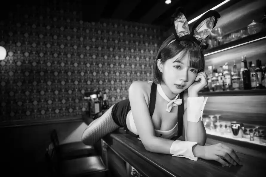 6k兔耳壁纸-制服 - 吧台-性感「哲风壁纸」