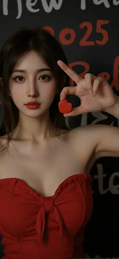 4k比心壁纸 - 红心 - 美女 - 长发「哲风壁纸」