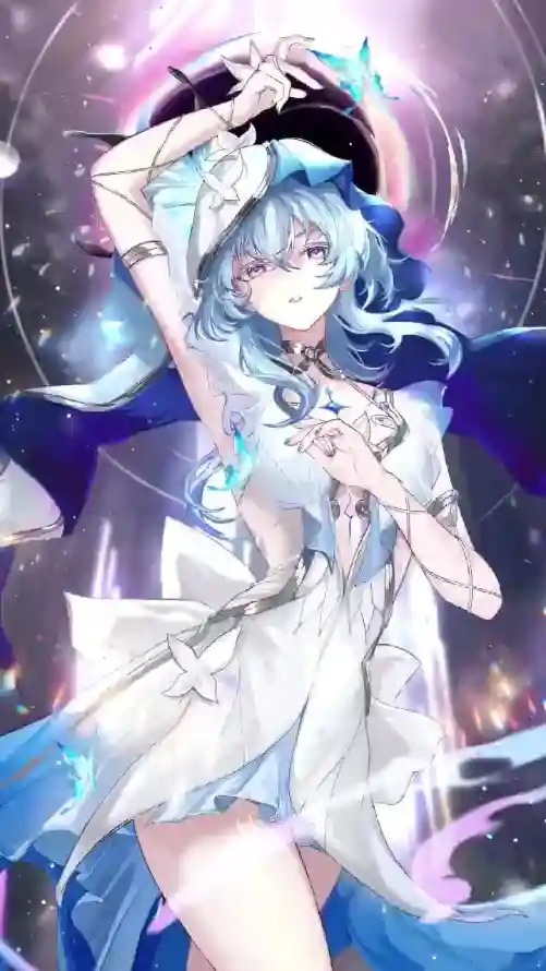 4k白裙壁纸 - 蓝发 - 知更鸟 - 美少女「哲风壁纸」