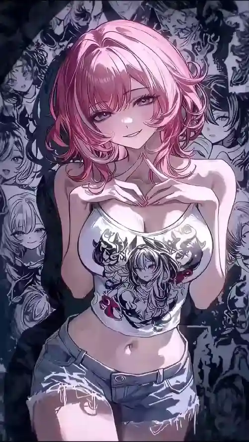 4k性感壁纸 - 比心 - 短发 - 粉毛「哲风壁纸」