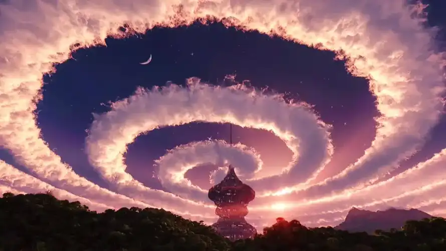 2k云卷壁纸-古塔 - 天空-奇景「哲风壁纸」