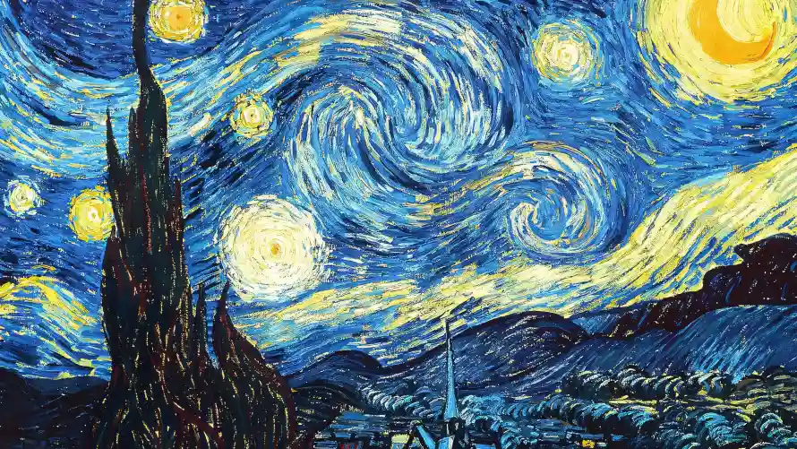 3k名画壁纸-夜晚 - 星空-柏树「哲风壁纸」