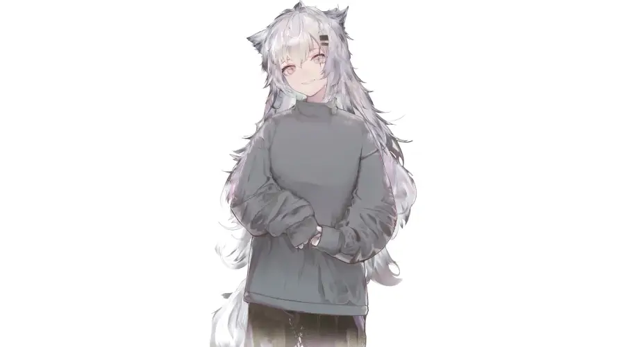 3k兽耳壁纸-少女 - 白毛-银发「哲风壁纸」