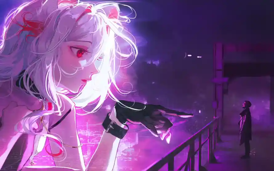 3k少女壁纸-砾 - 猫耳-白发「哲风壁纸」