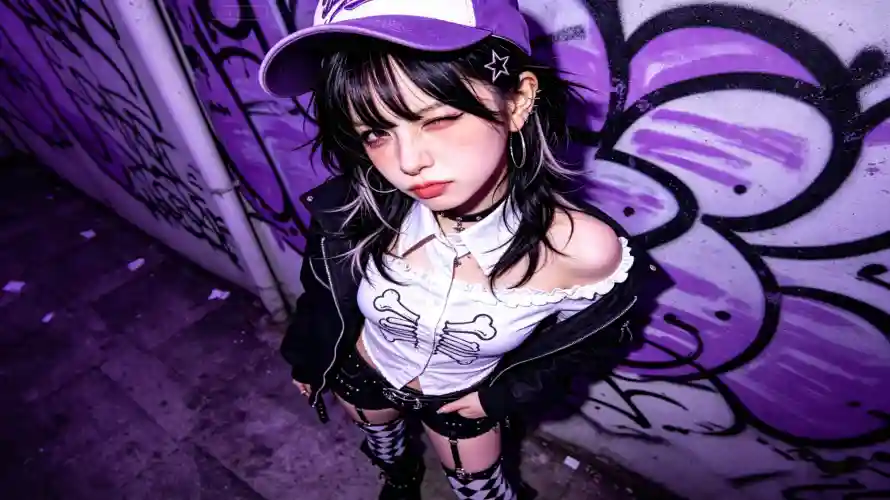 3k哥特壁纸-少女 - 涂鸦-紫色「哲风壁纸」 3k哥特壁纸-少女 - 涂鸦-紫色「哲风壁纸」
