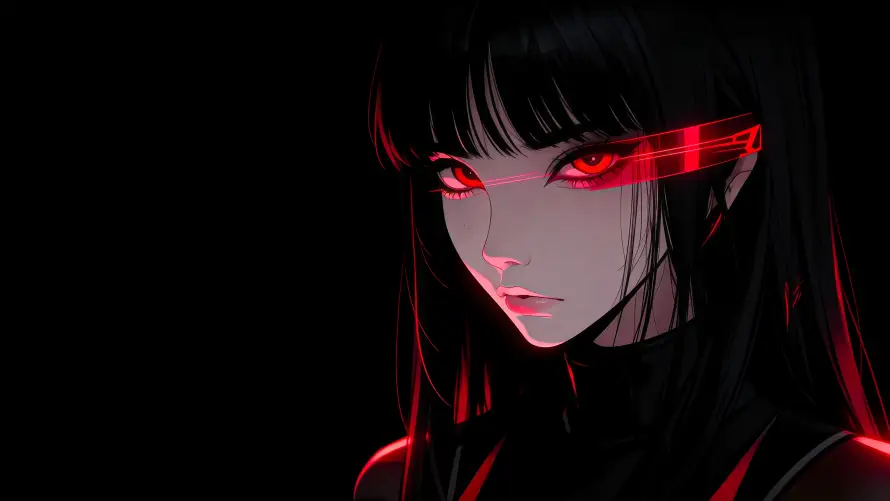 4k哥特壁纸-少女 - 暗黑-红瞳「哲风壁纸」