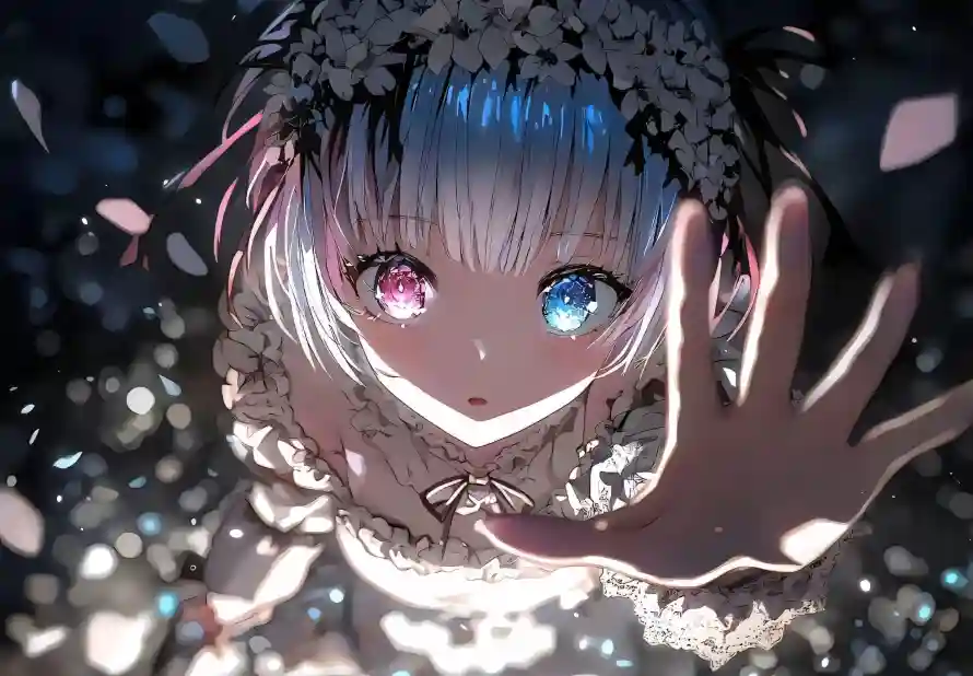 3k伸手壁纸-少女 - 异瞳-花环「哲风壁纸」