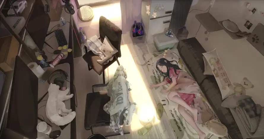 4k俯视壁纸-卧室 - 慵懒-暖调「哲风壁纸」