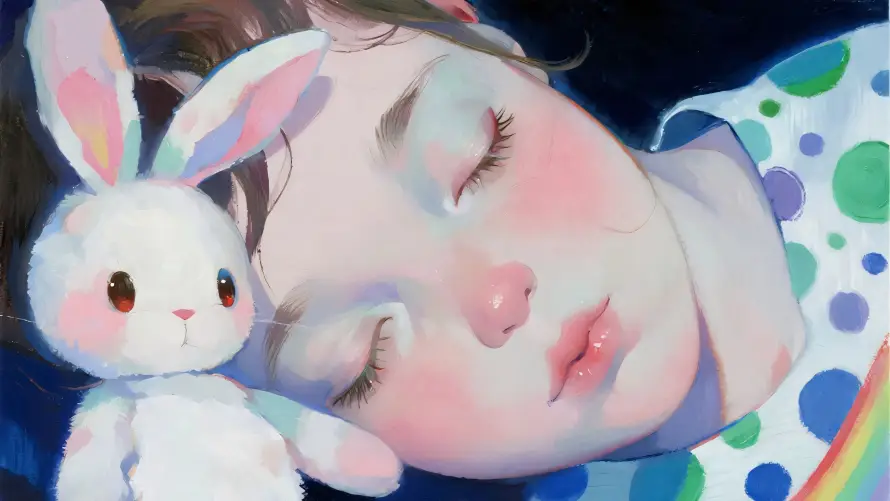 3k可爱壁纸-少女 - 油画-波点「哲风壁纸」